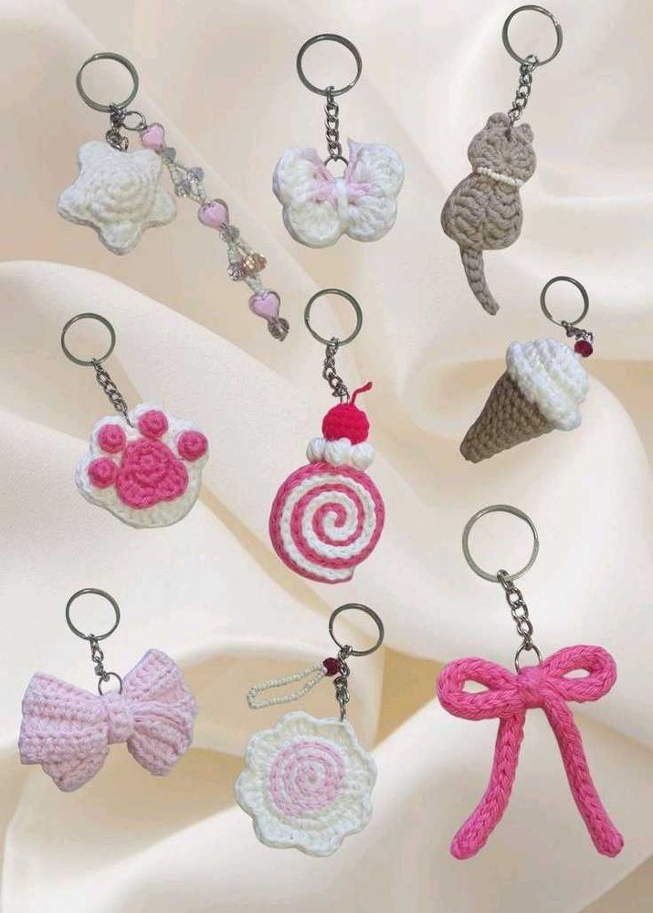 random 4 of these Crochet Keychains - Handmade Cha