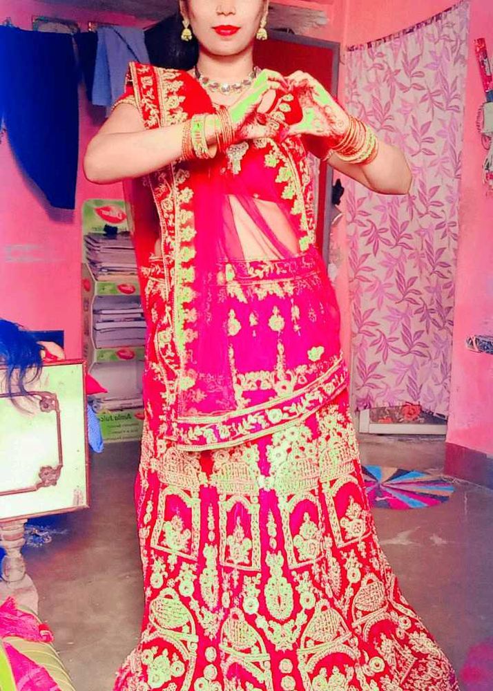 Red Embroidered Lehenga Choli