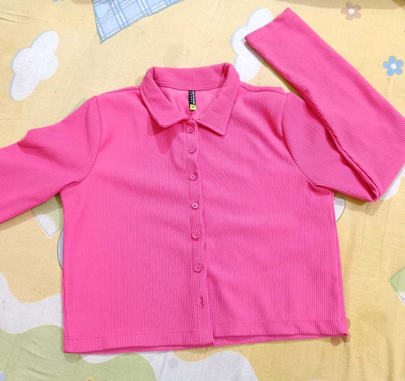 Tokyo Talkies Shirt Style Crop Top