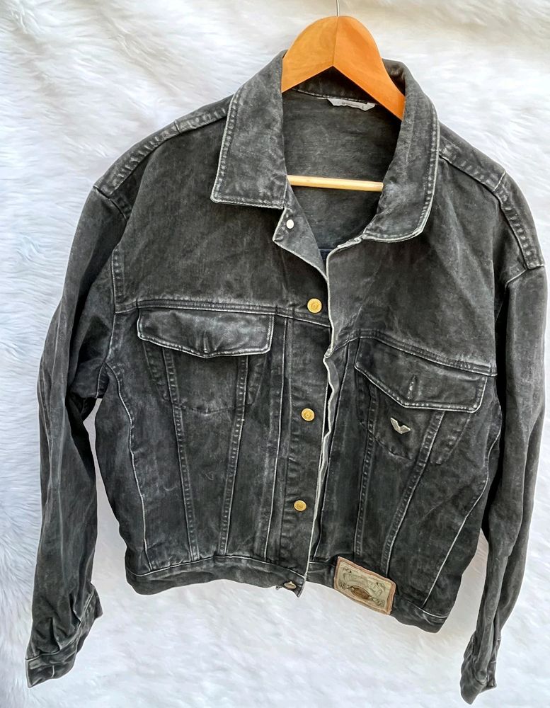 WAMPUM grey black  denim jacket