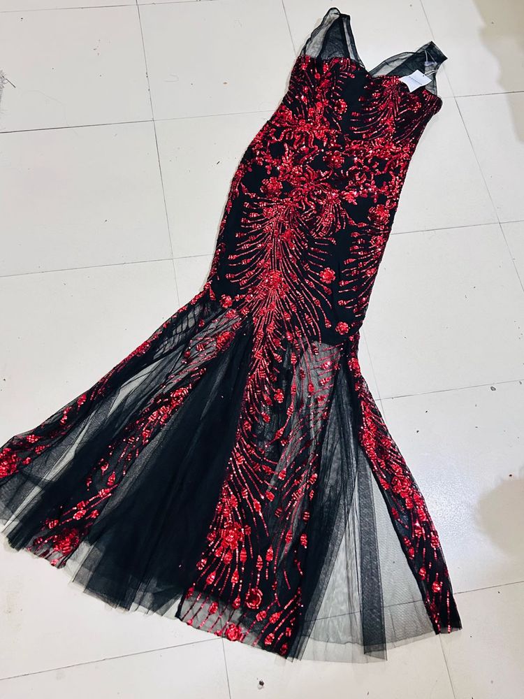 Savana red sequinned cocktail dress