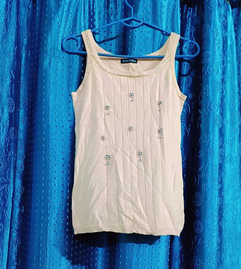 Embellished Knit Tank Top
