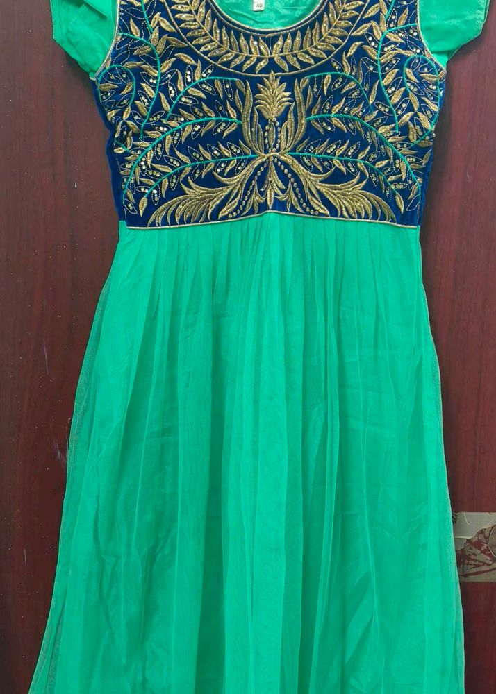 Green Embroidered Party Dress