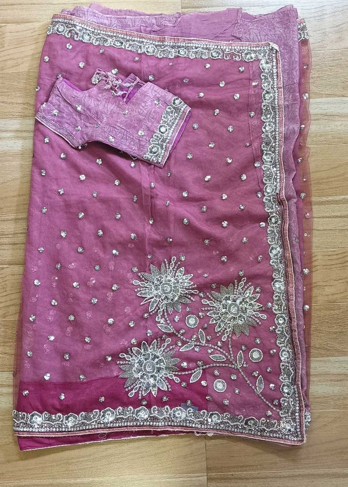 Elegant Pink Saree with Blouse