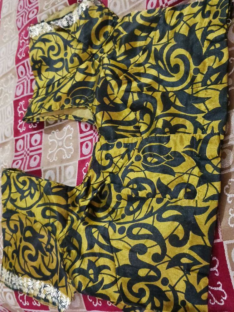 Jaipuri Print Silk Saree Blouse