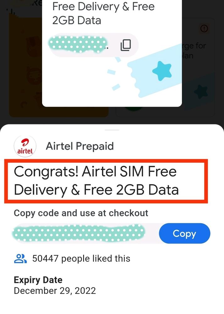 FREE Airtel Sim Delivery with Free 2 GB Data.