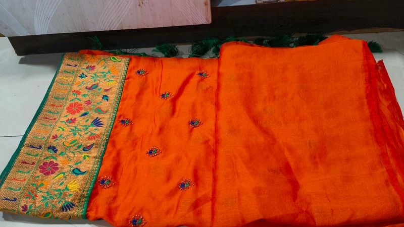 Peshwai Paithani With Green Kath
