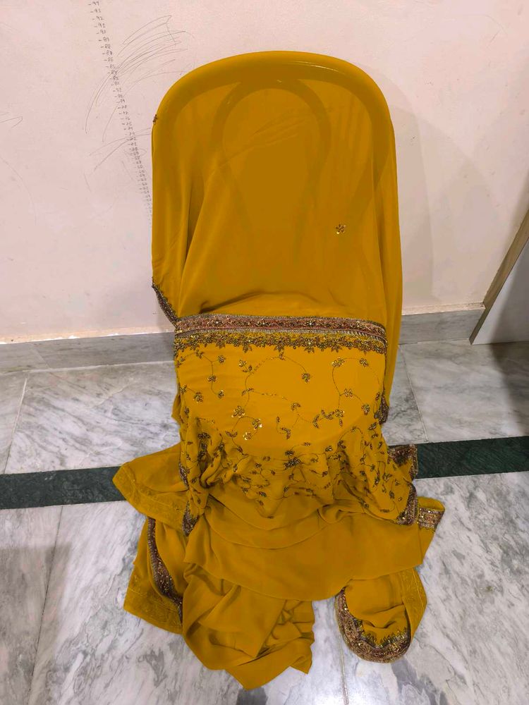 Vintage Mustard Heavy Work Saree