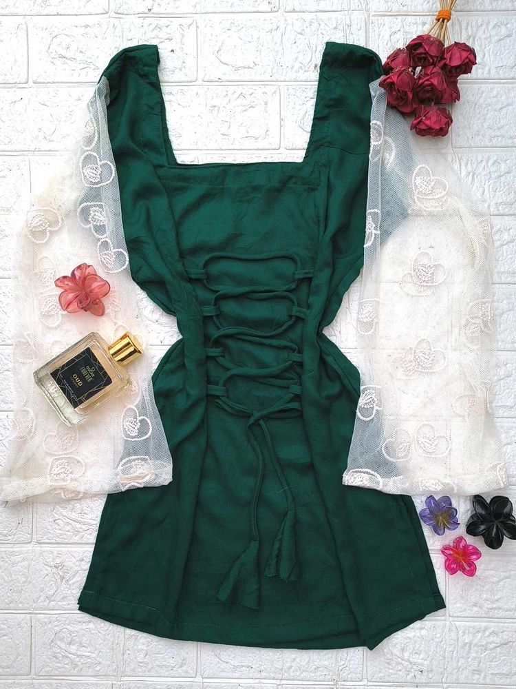 Corset back net sleeves kurti 🎀