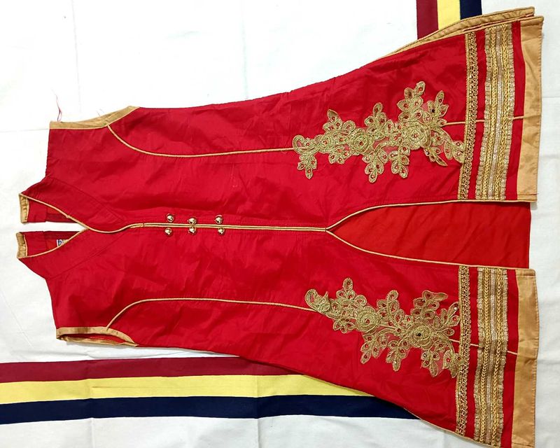 Red &amp; Gold Embroidered Tunic