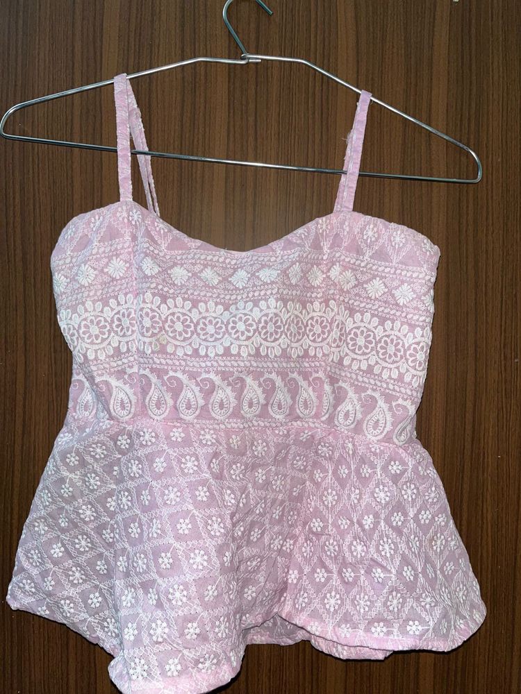 Embroidered Peplum Top