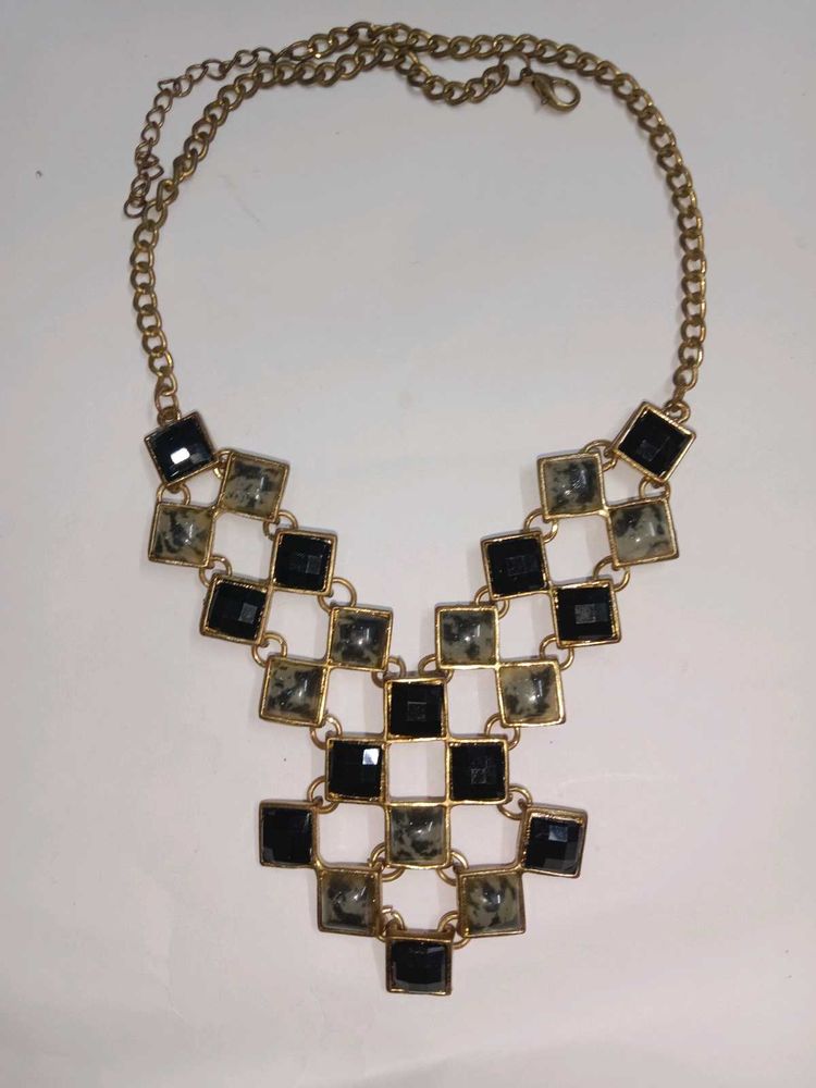 Black And Gray Statement Neckpiece