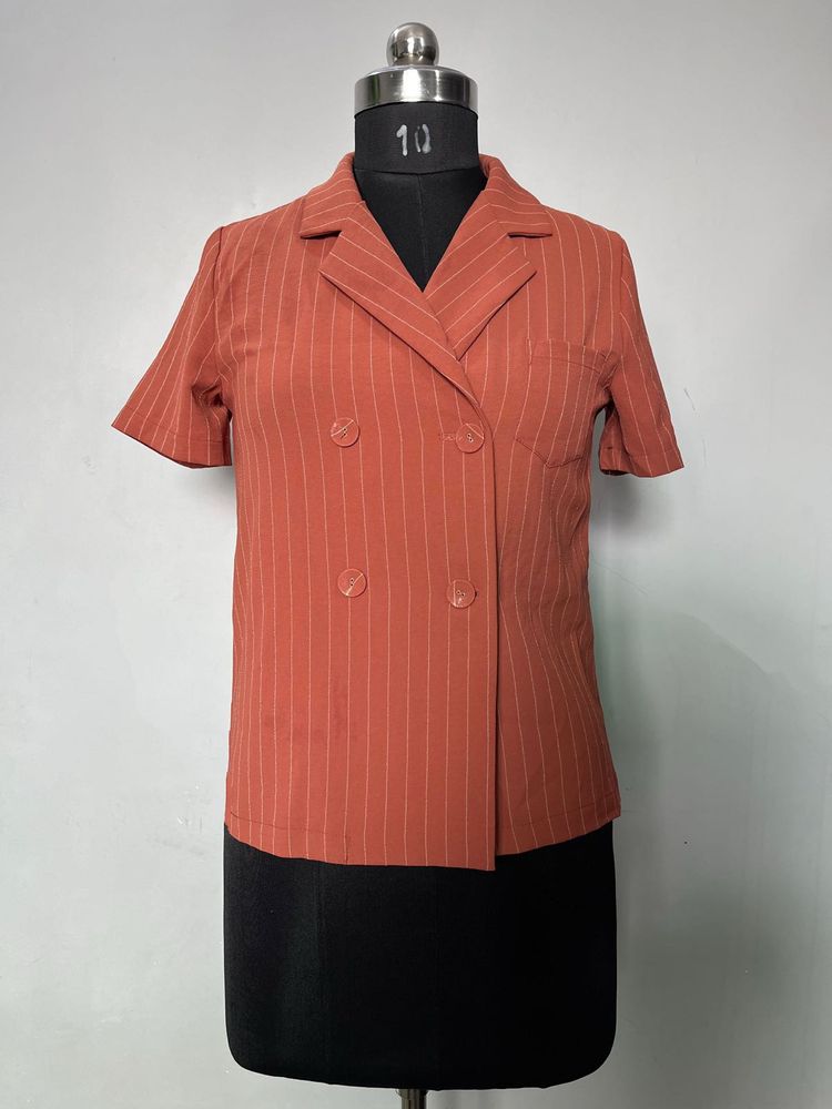 Striped short sleeve blazer