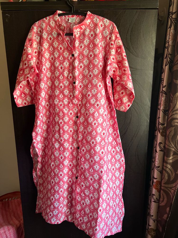 Stylish Pink Printed Kurta Set