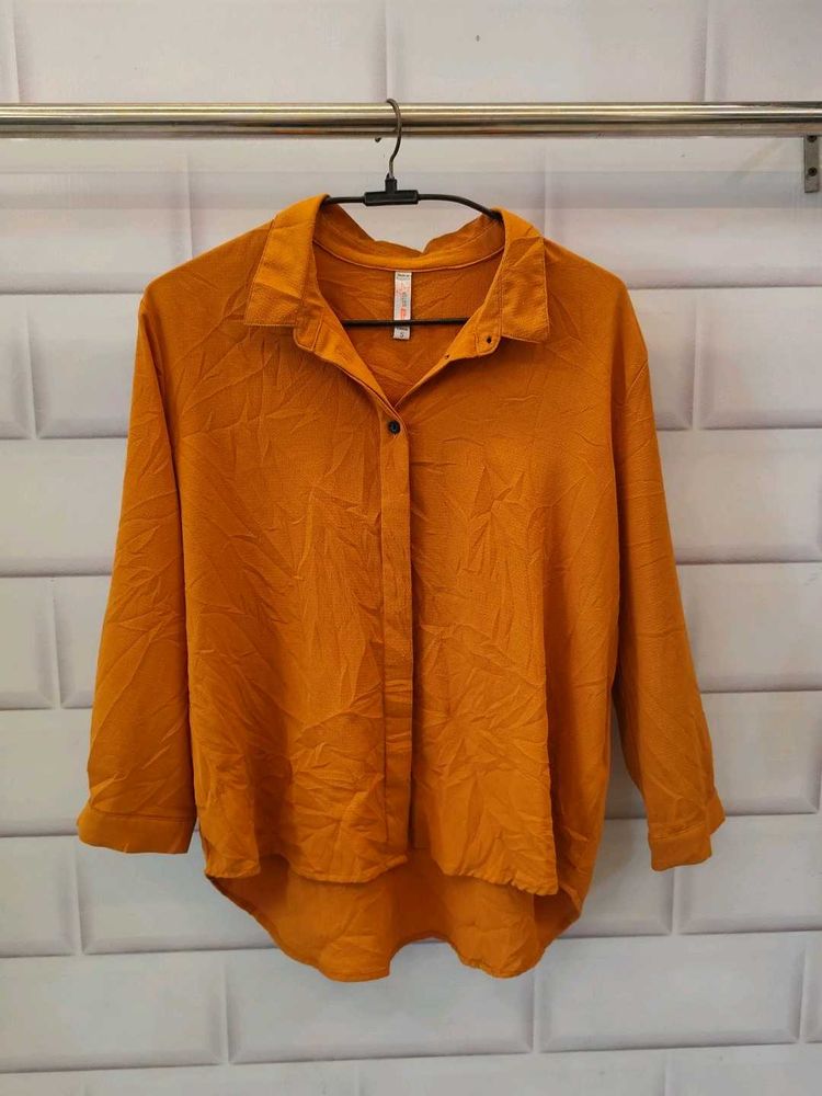 Mustard Button-Down Top