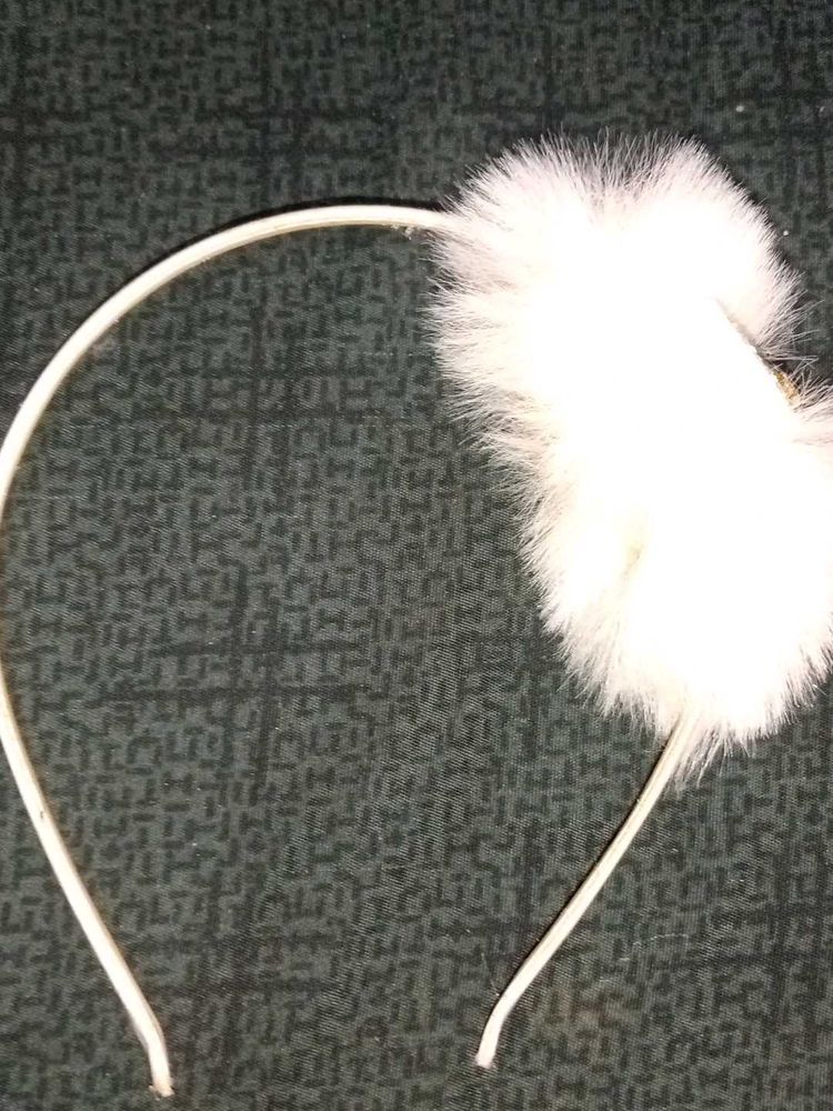 Fluffy White Headband