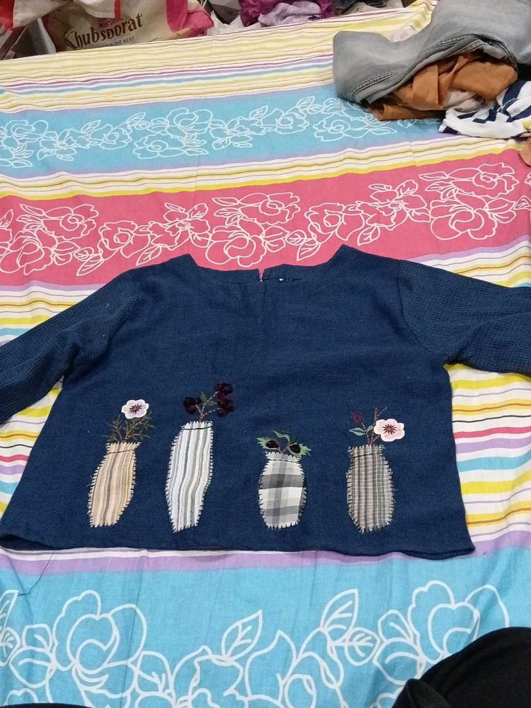 Cute Floral Applique Top