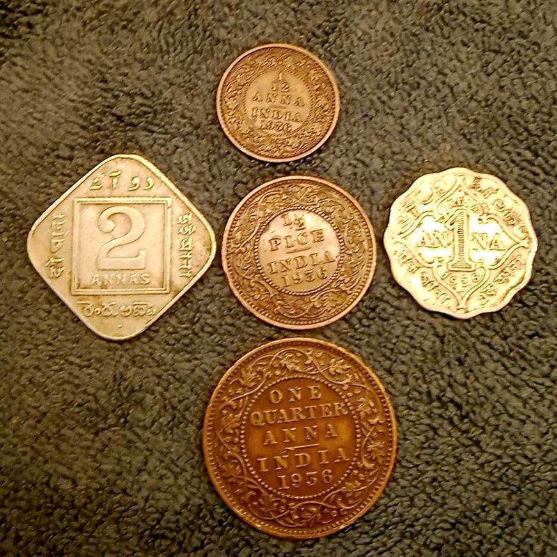 1936 George V Anna Coins Set (5 Pcs)