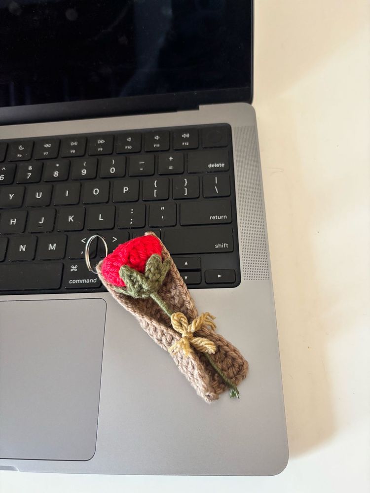 Crochet Rose Keychain
