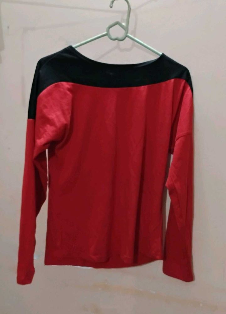 Red &amp; Black Long Sleeve Top