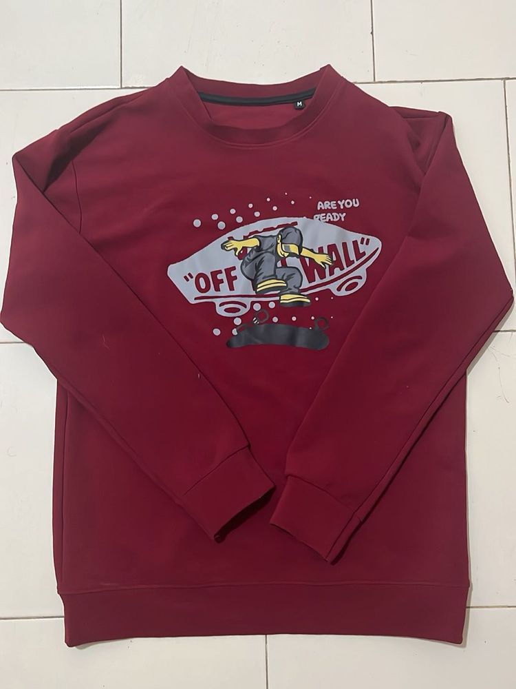 Vans Maroon Full Sleeve Sweatshirt Unisex