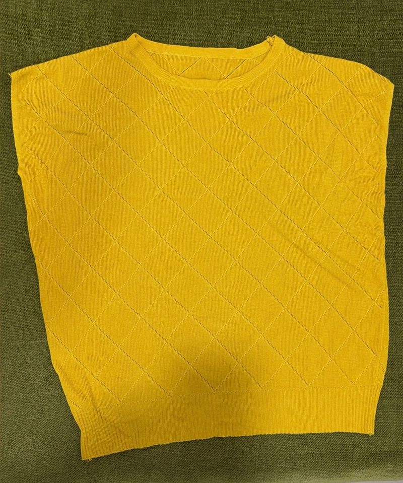 Yellow Knit Sleeveless Top
