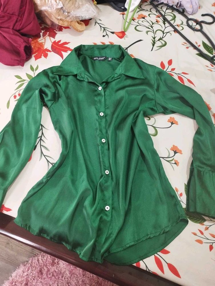 Green Satin Blouse