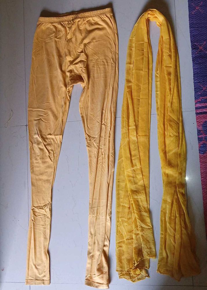 Yellow duppata and legging combo