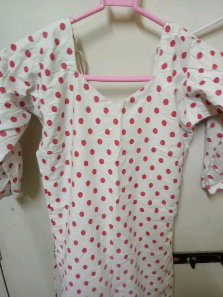 Polka Dot Red ♥️ 🤍 White Kurta