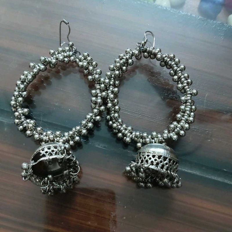 Silver Jhumka Earrings