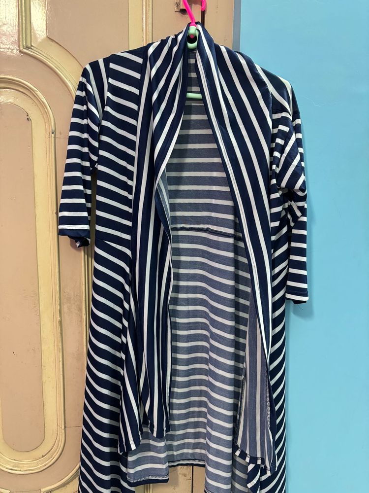 Striped Open Front Cardigan