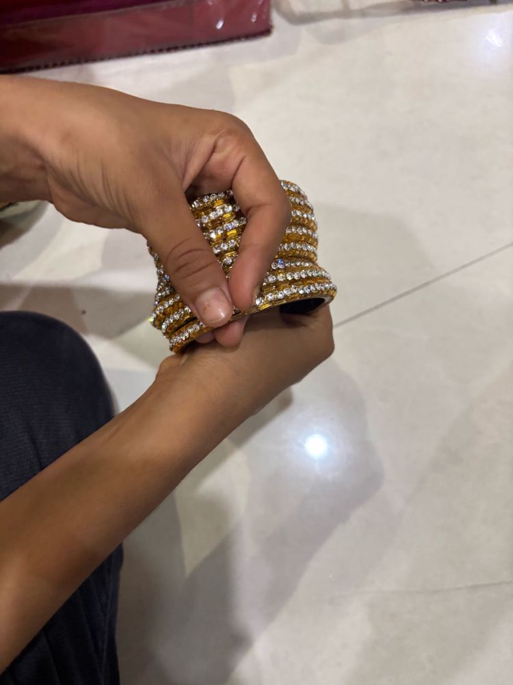 Gold &amp; Rhinestone Bangle Set