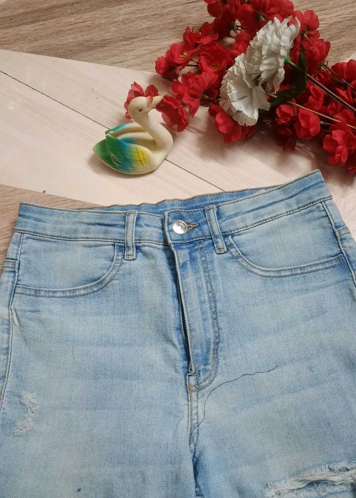 (Negotiable)Denim High-Waisted Shorts