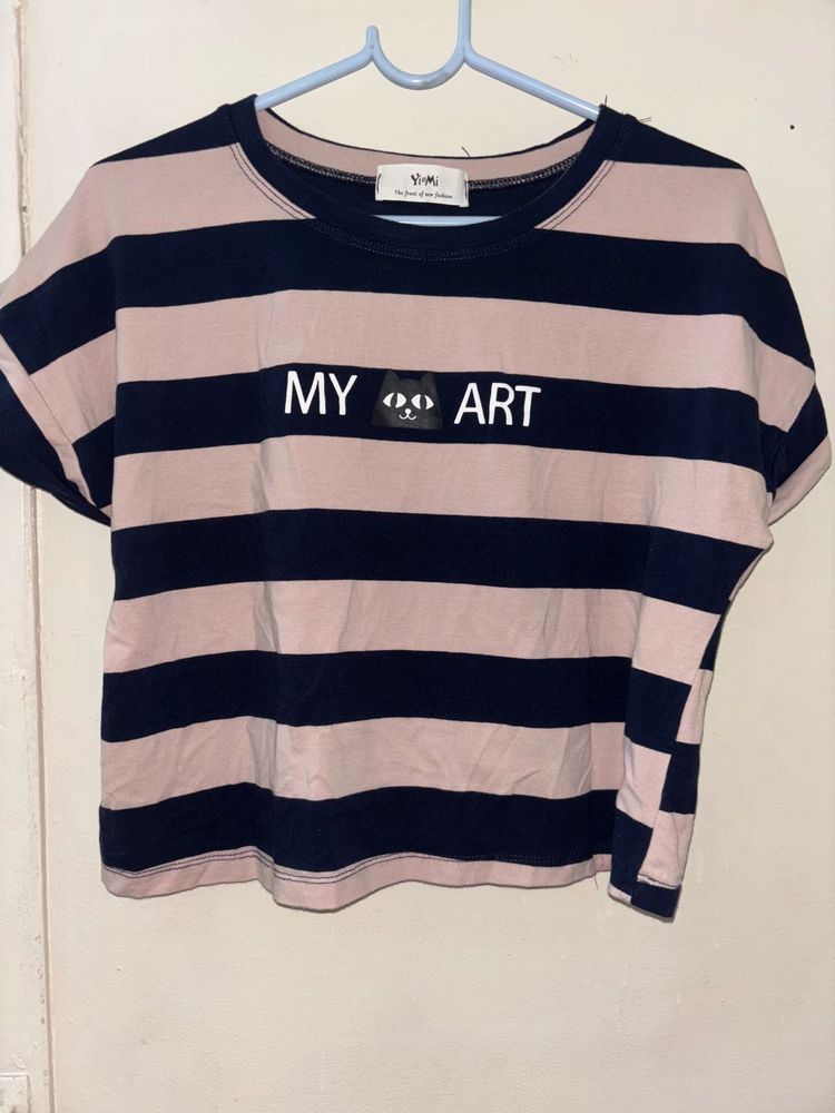 Striped &#39;My Art&#39; Tee