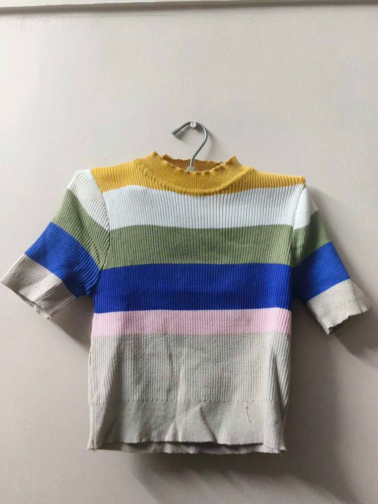 Striped Ribbed Knit Top