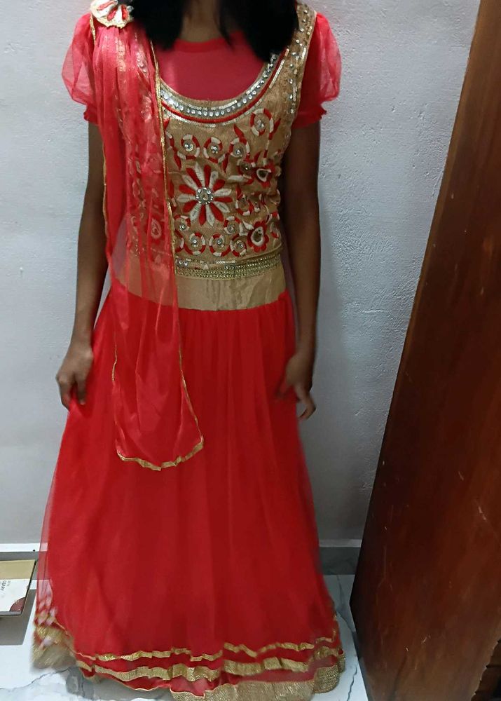 Red &amp; Gold Lengha