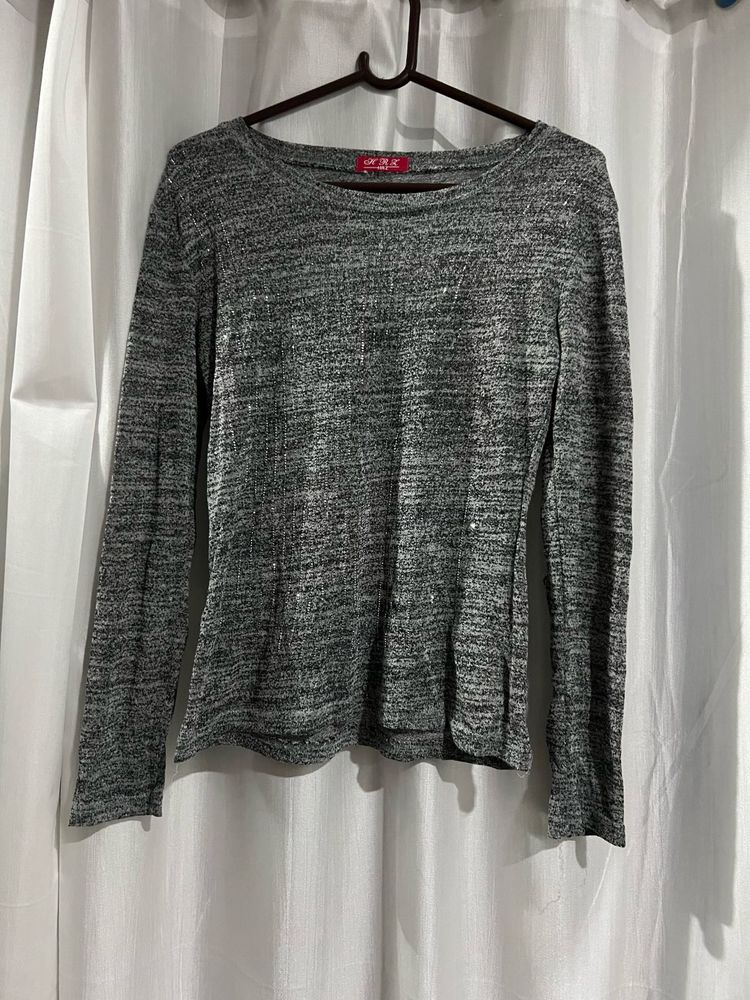 Gray Long Sleeve Top