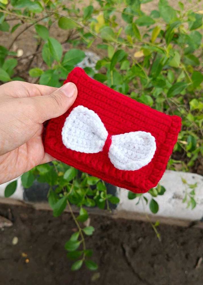 Charming Red Crocheted Pouch🎀