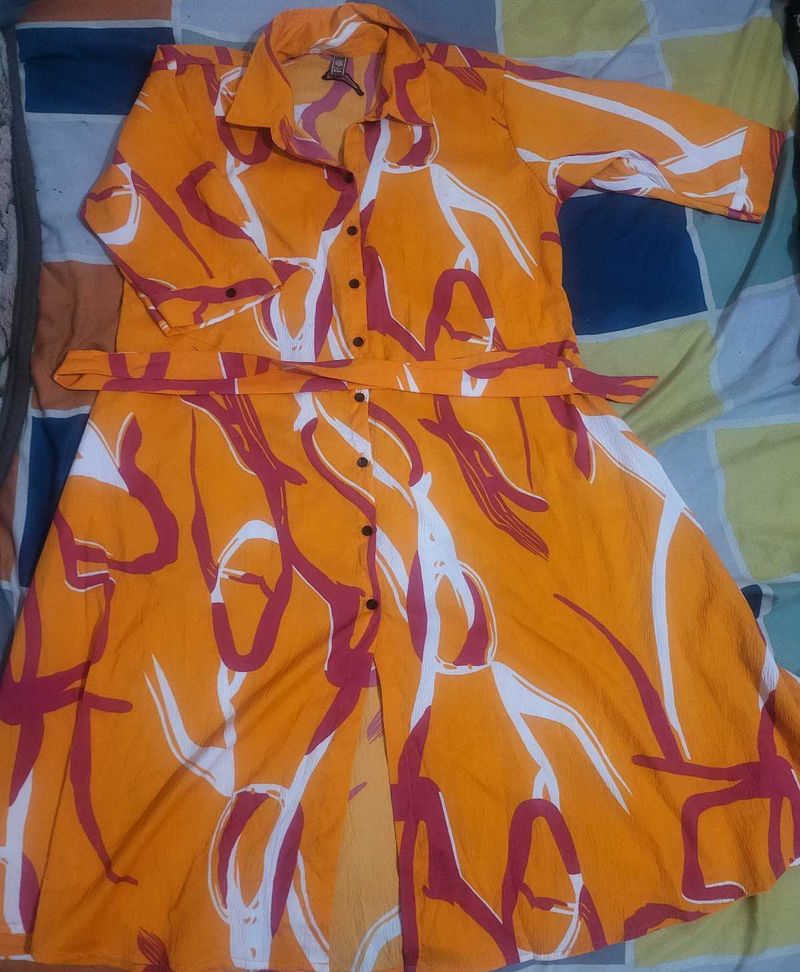 Orange Print Dress