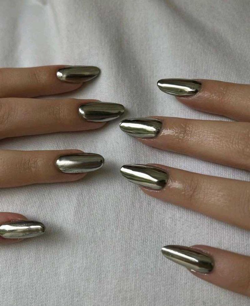 Almond Shaped Metallic And Brown Press On Nails🤎