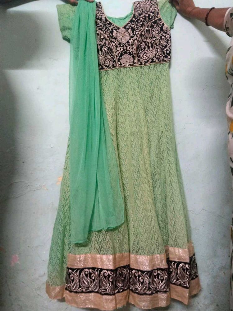 Elegant Green Embroidered Anarkali
