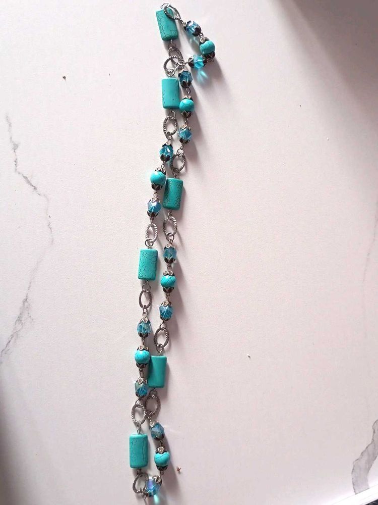 Turquoise Beaded oxidised Necklace