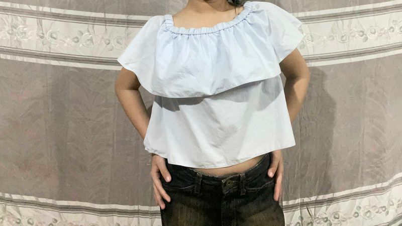 Cute baby blue Ruffle Top