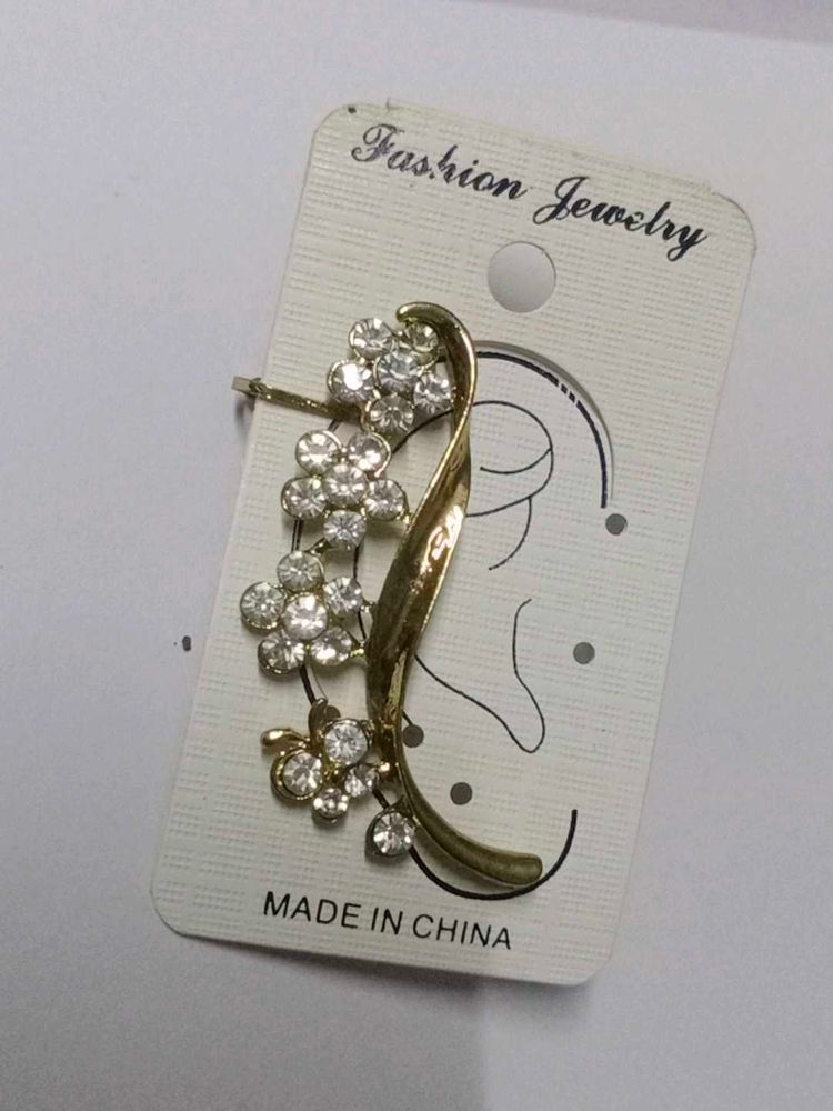 Floral Ear Cuff with Rhinestones
