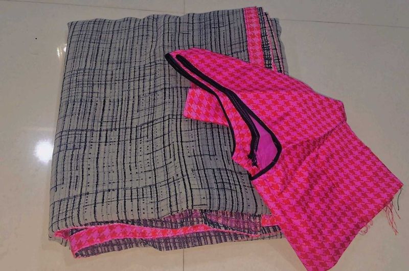 Grey &amp; Pink saree