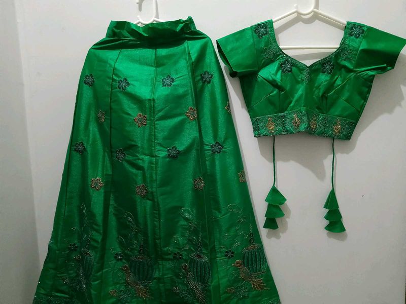 Green Lehenga Choli Set Two Piece