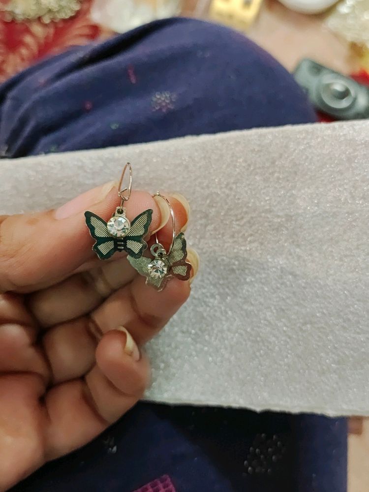 Silver Butterfly Pair Of Earrings In baali Style