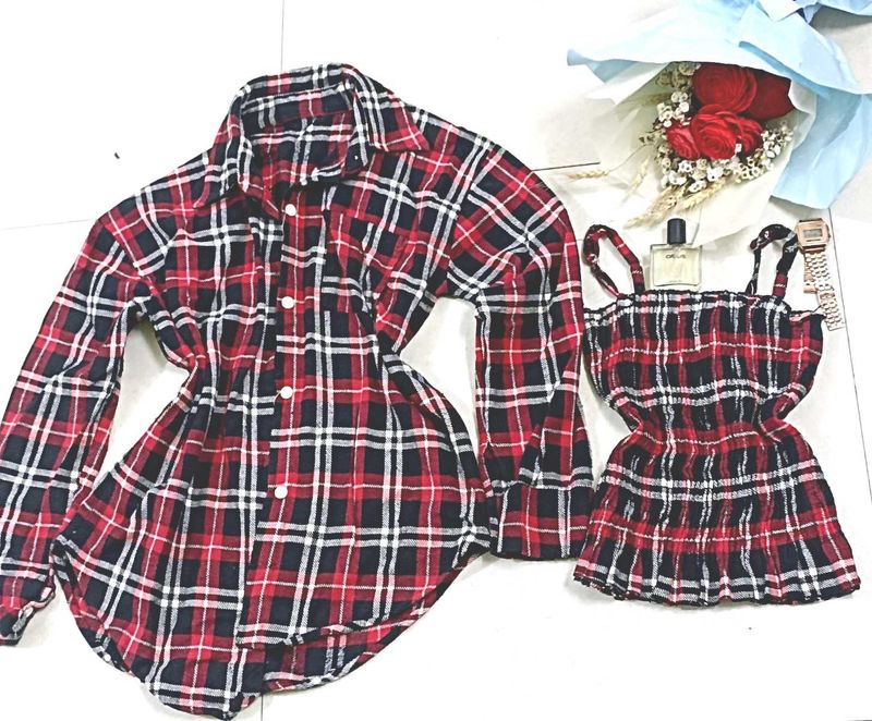 Crop &amp; Cardigan Shirt