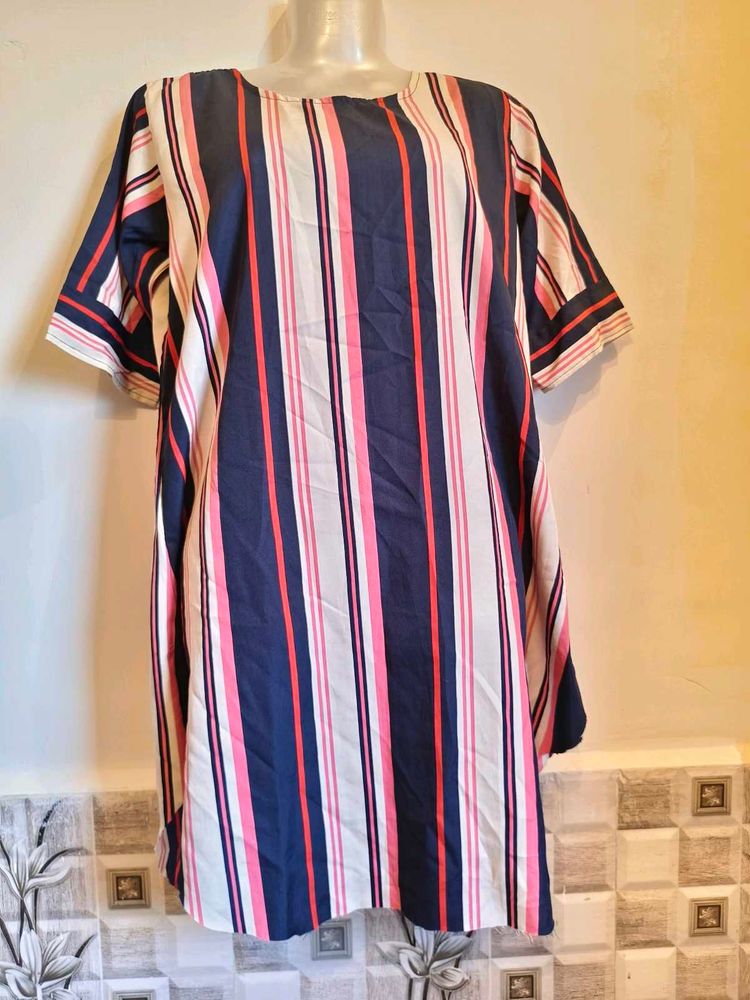 Striped Dress Defect: Bottom needs to be stiched