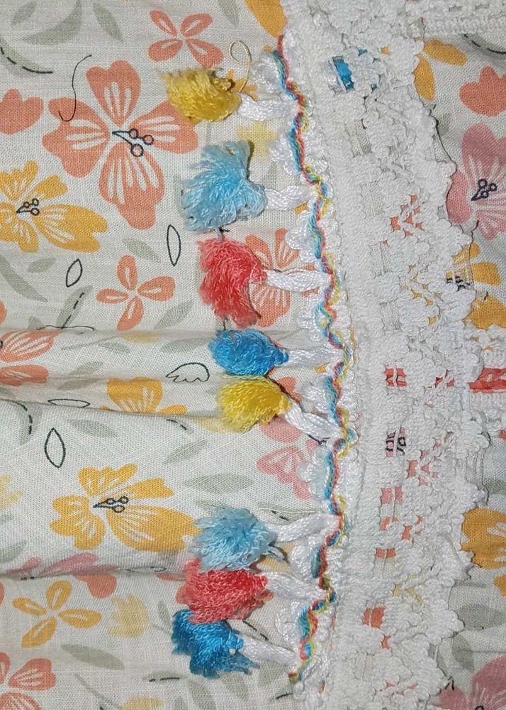 Floral Tassel Trim Fabric